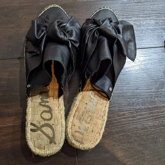 Sam Edelman Lynda Leather Bow Espadrilles Mule 10 - Picture 2 of 4